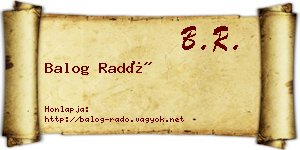 Balog Radó névjegykártya